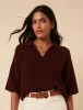 Burgundy Knitted Collar T-shirt sold by Nobody's Child