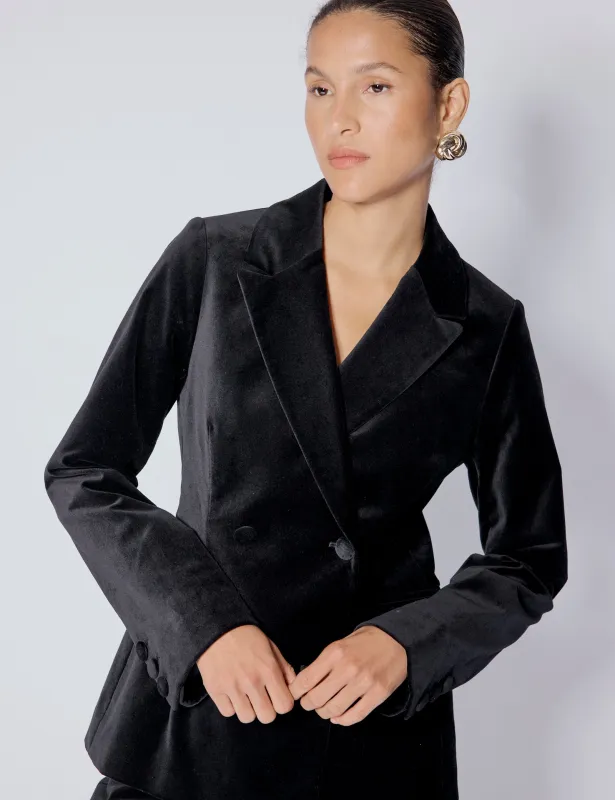 Black Velvet Double Breasted Blazer sold by Nobody's Child