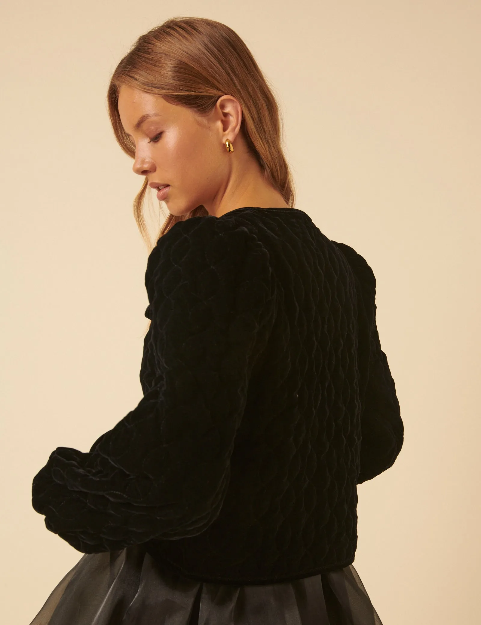 Black Velvet Quilted Jacket sold by Nobody's Child product image thumbnail 5