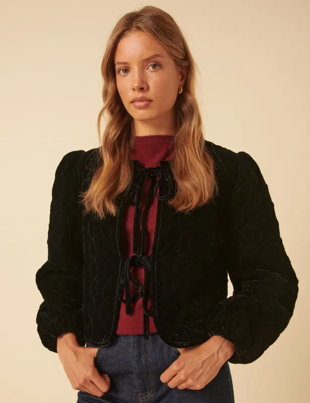 Black Velvet Quilted Jacket sold by Nobody's Child
