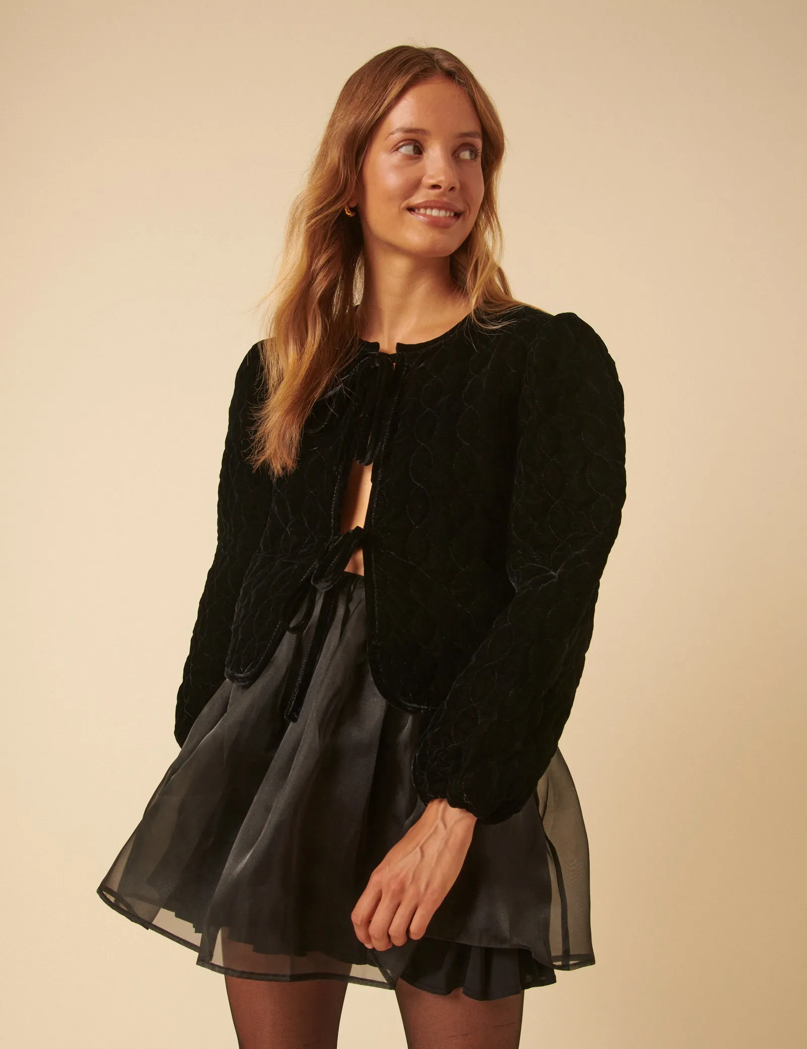 Black Velvet Quilted Jacket sold by Nobody's Child product image thumbnail 4