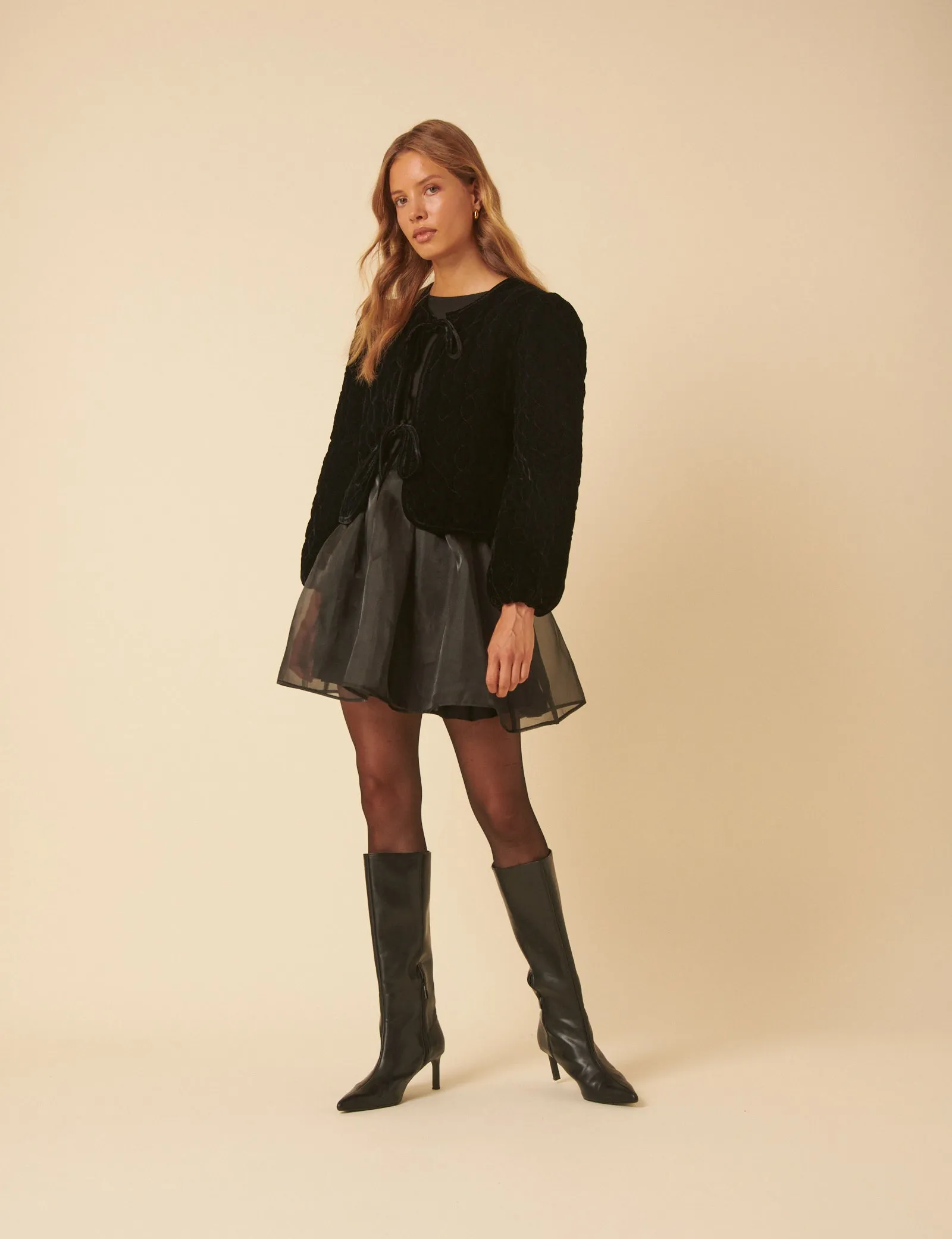 Black Velvet Quilted Jacket sold by Nobody's Child product image thumbnail 3