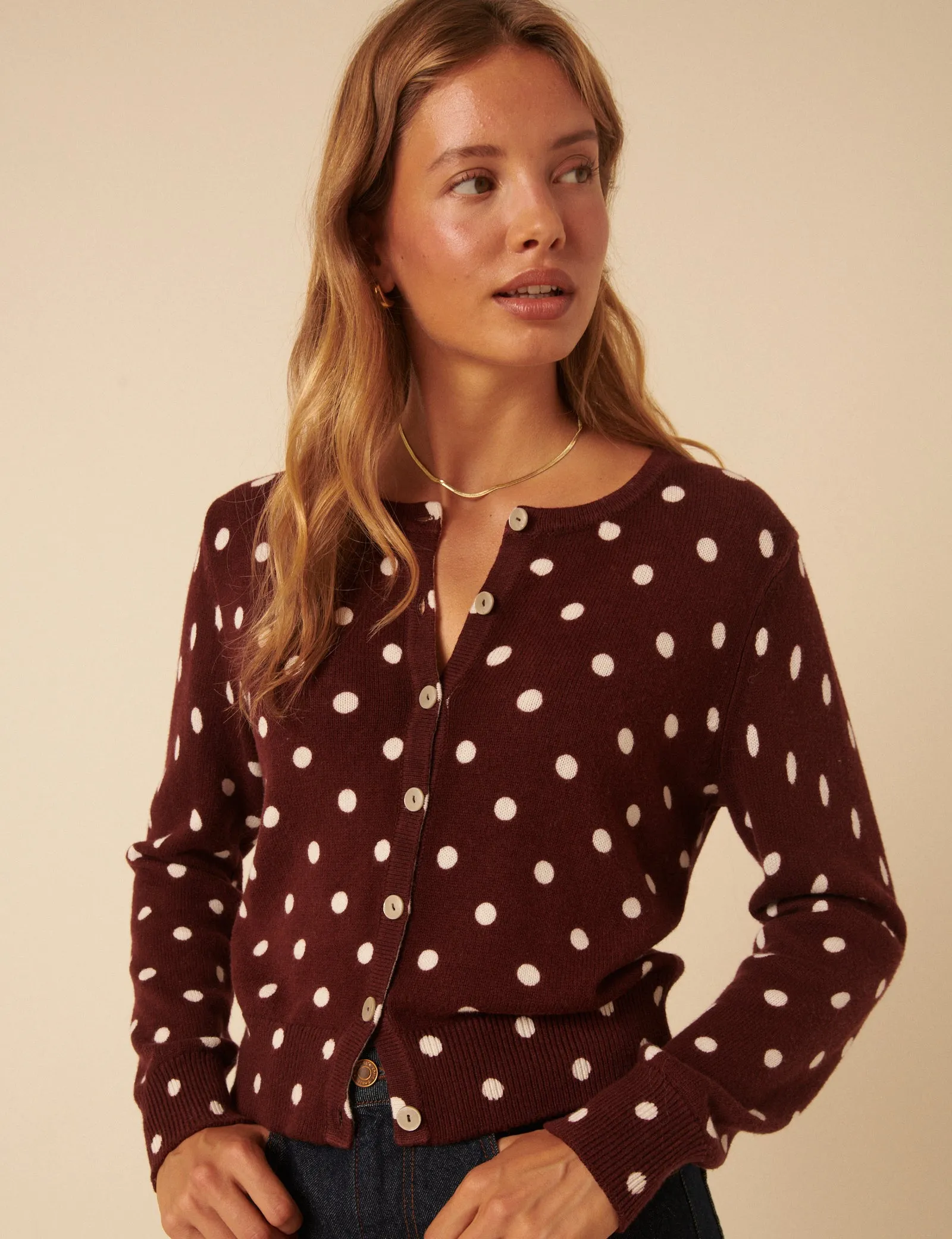 Brown Polka Dot Cardigan sold by Nobody's Child product image thumbnail 4