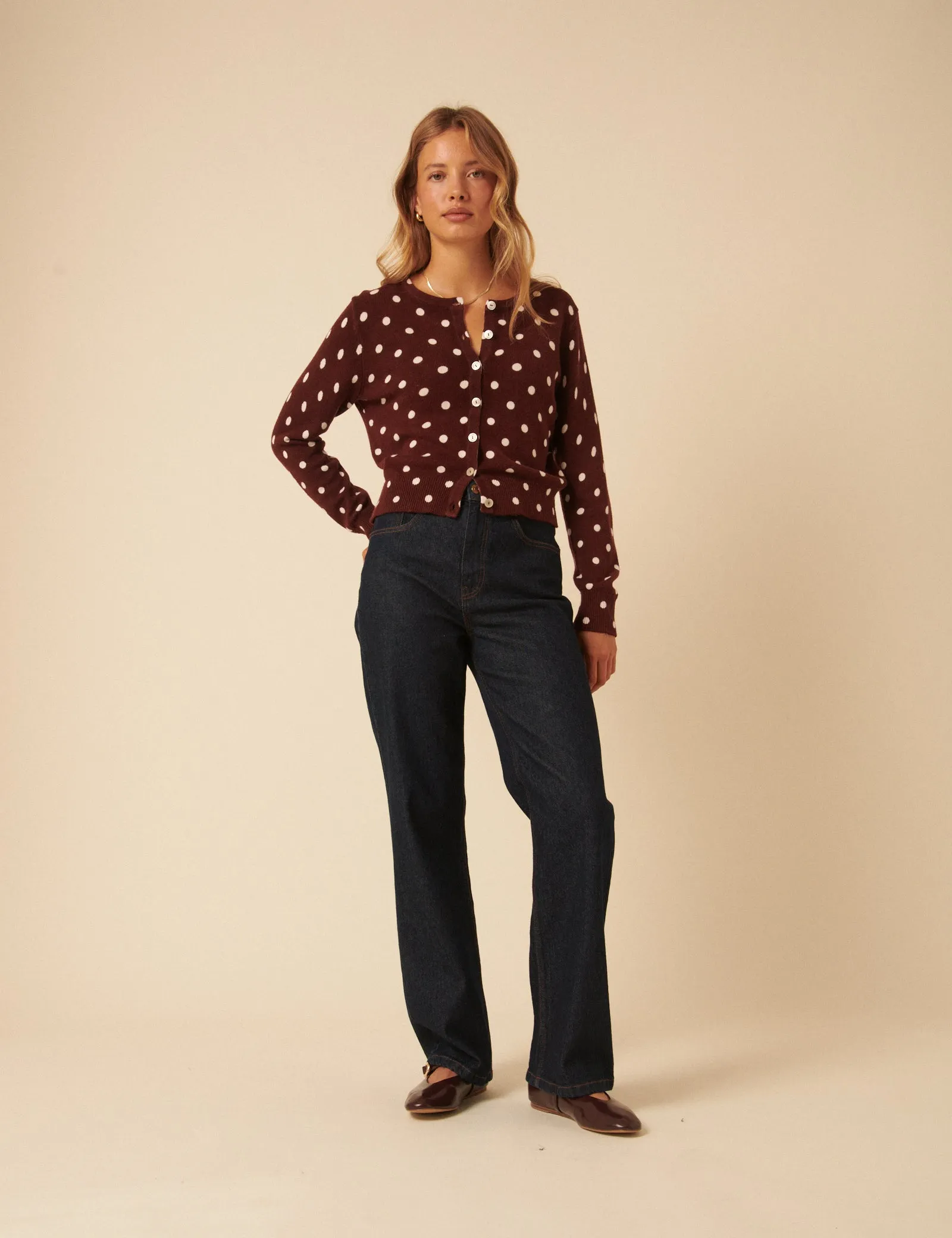 Brown Polka Dot Cardigan sold by Nobody's Child product image thumbnail 3