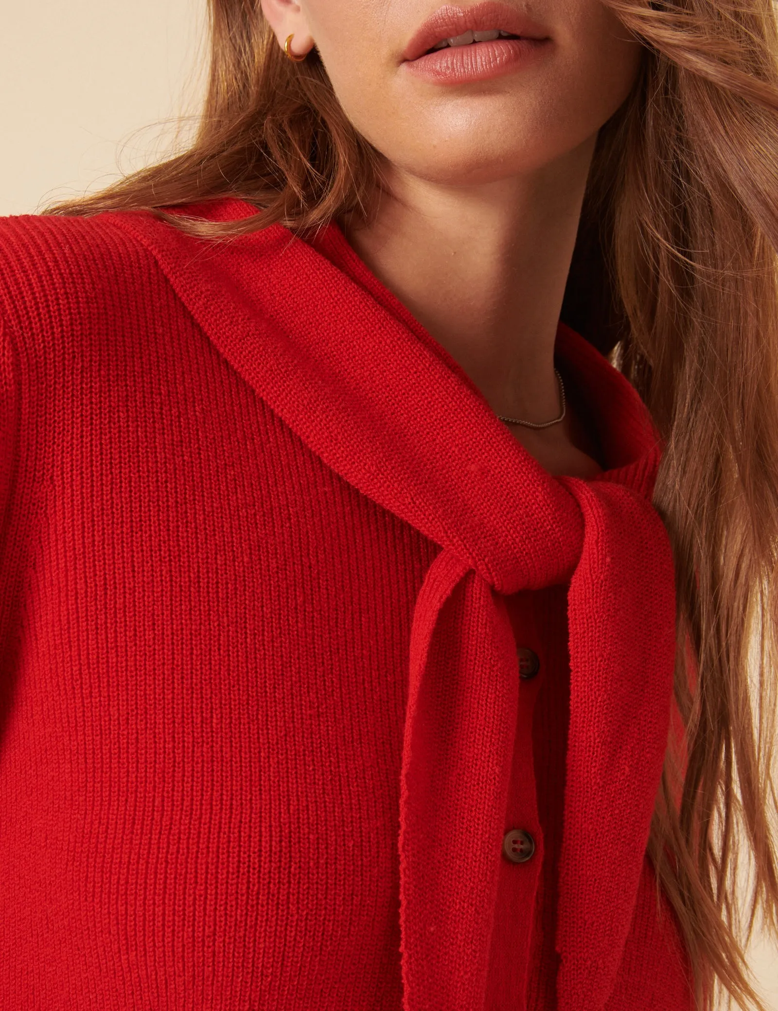 Red Neck Tie Scarf Cardigan sold by Nobody's Child product image thumbnail 2