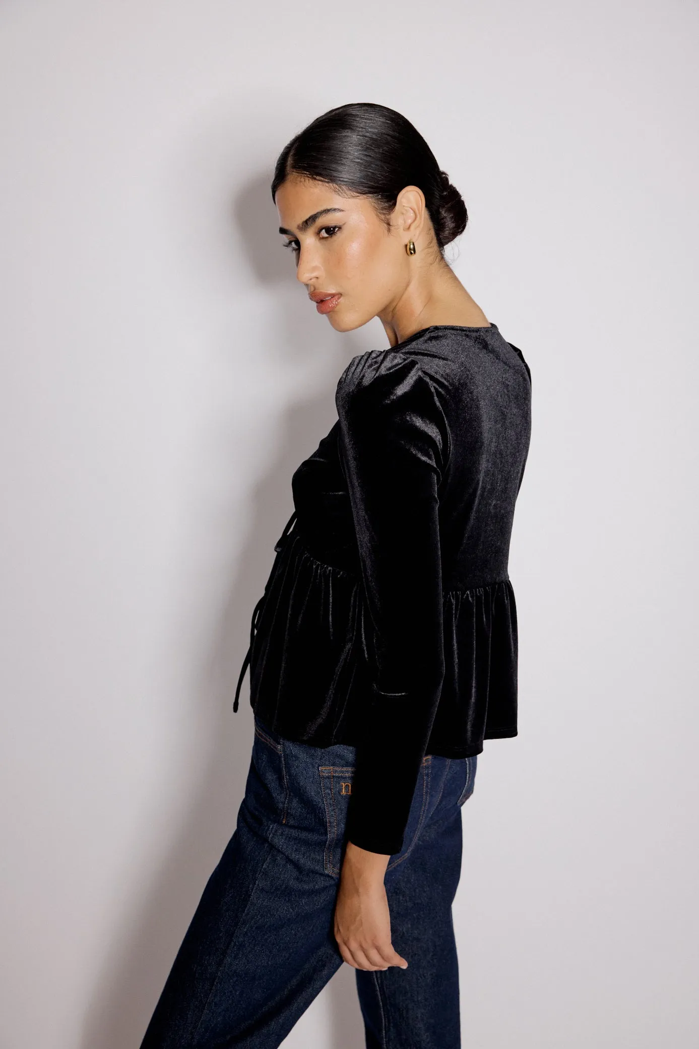 Black Velvet Tie Front Top sold by Nobody's Child product image thumbnail 5