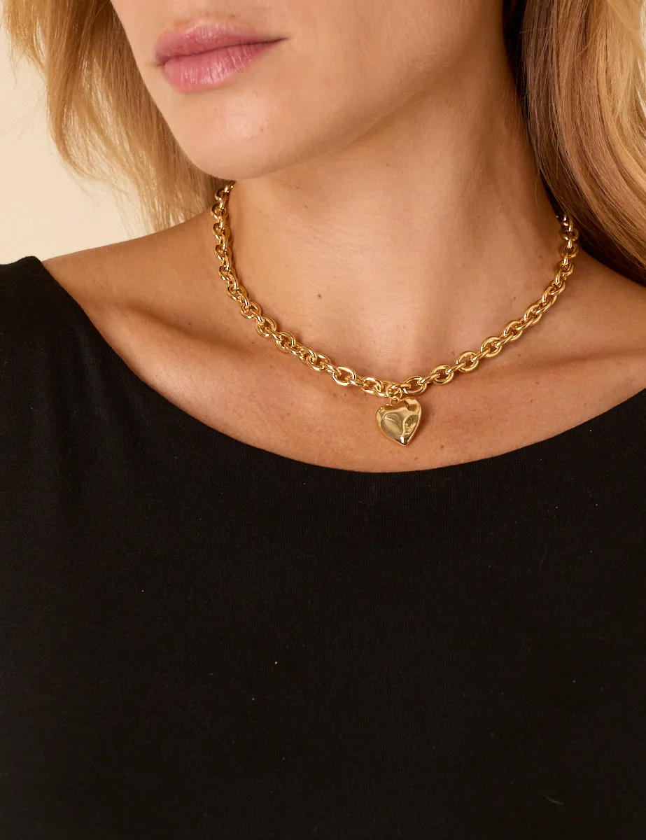 Gold Plated Chunky Heart Necklace sold by Nobody's Child product image thumbnail 3
