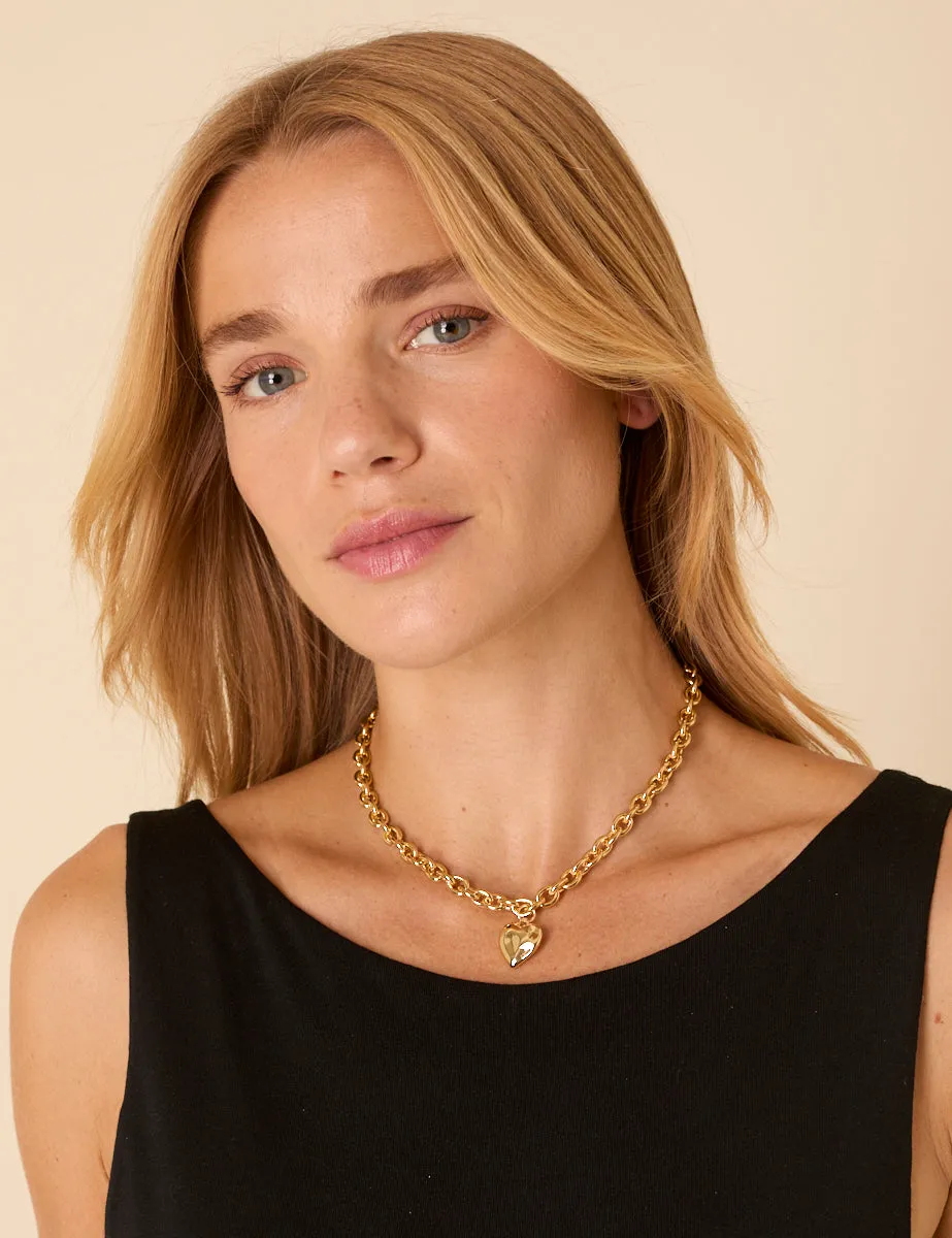 Gold Plated Chunky Heart Necklace sold by Nobody's Child