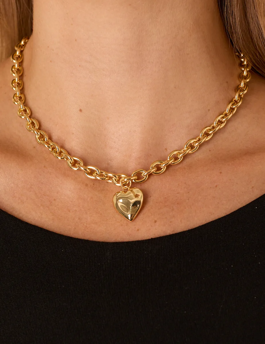 Gold Plated Chunky Heart Necklace sold by Nobody's Child product image thumbnail 2