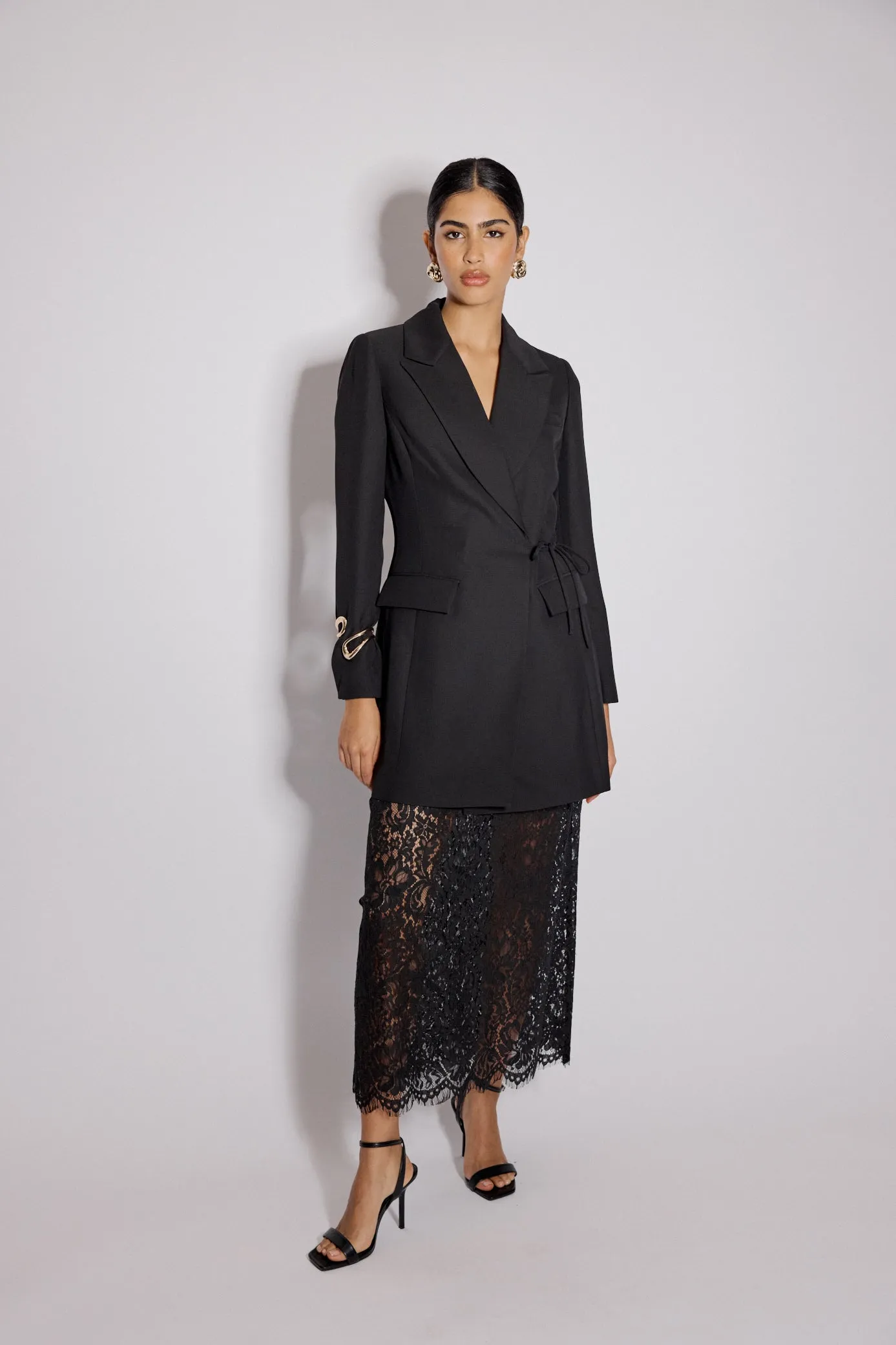 Black Tie Waist Blazer Mini Dress sold by Nobody's Child product image thumbnail 4