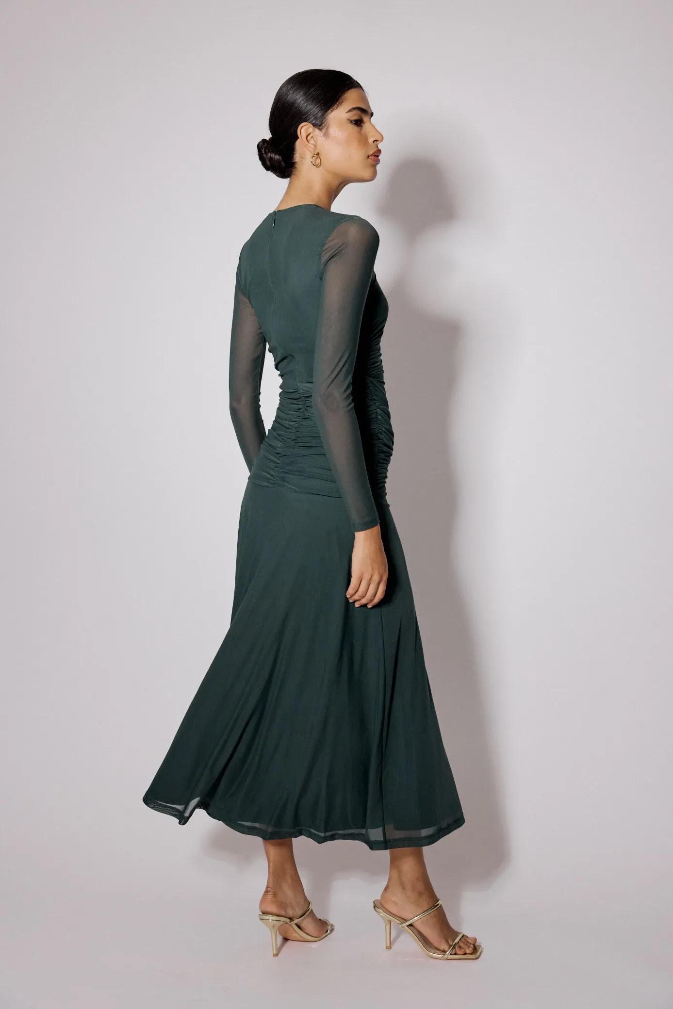 Green Mesh Long Sleeve Tammy Midi Dress sold by Nobody's Child product image thumbnail 5