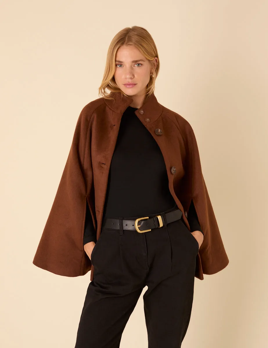 Brown Funnel Neck Cape Jacket sold by Nobody's Child product image thumbnail 2