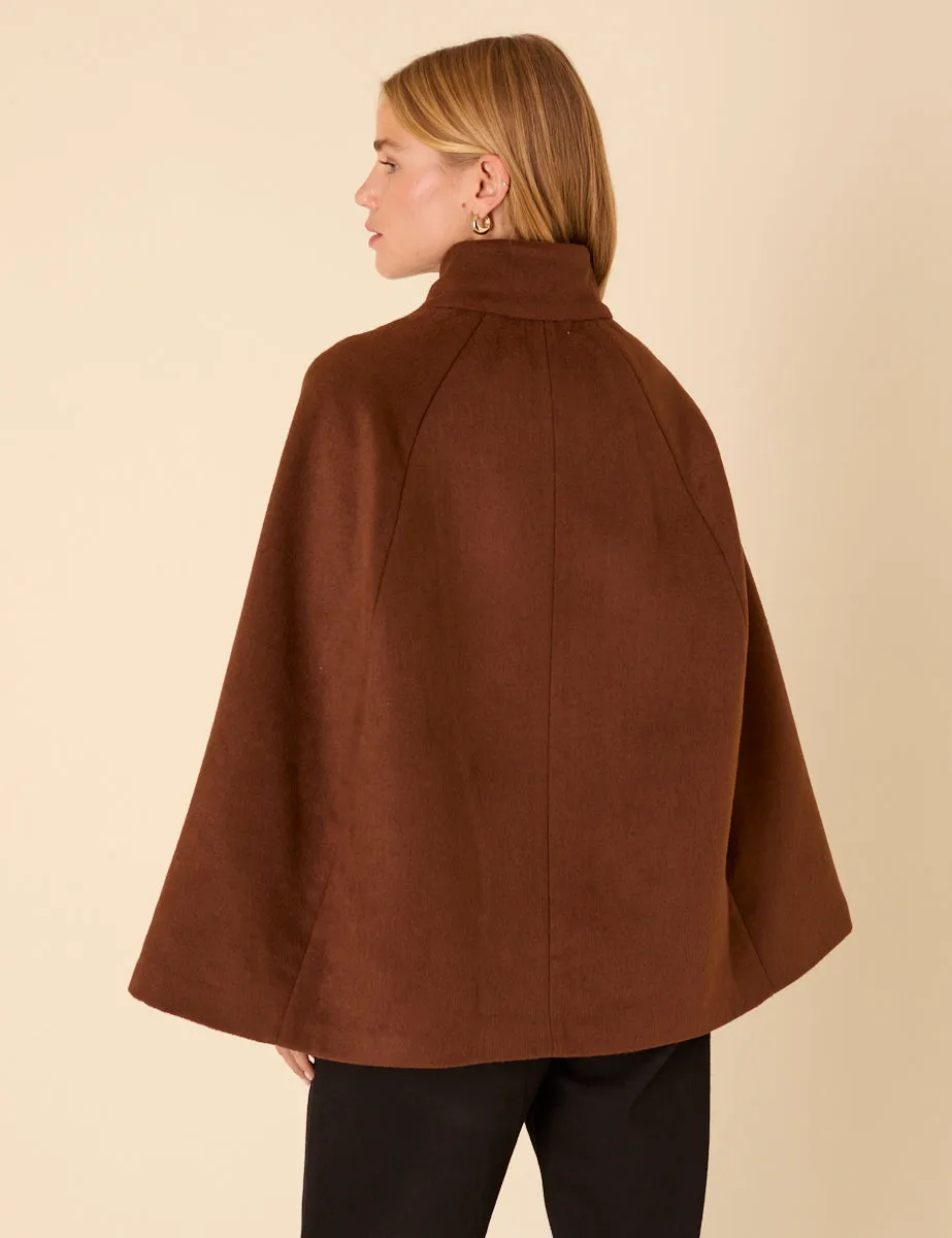 Brown Funnel Neck Cape Jacket sold by Nobody's Child product image thumbnail 5