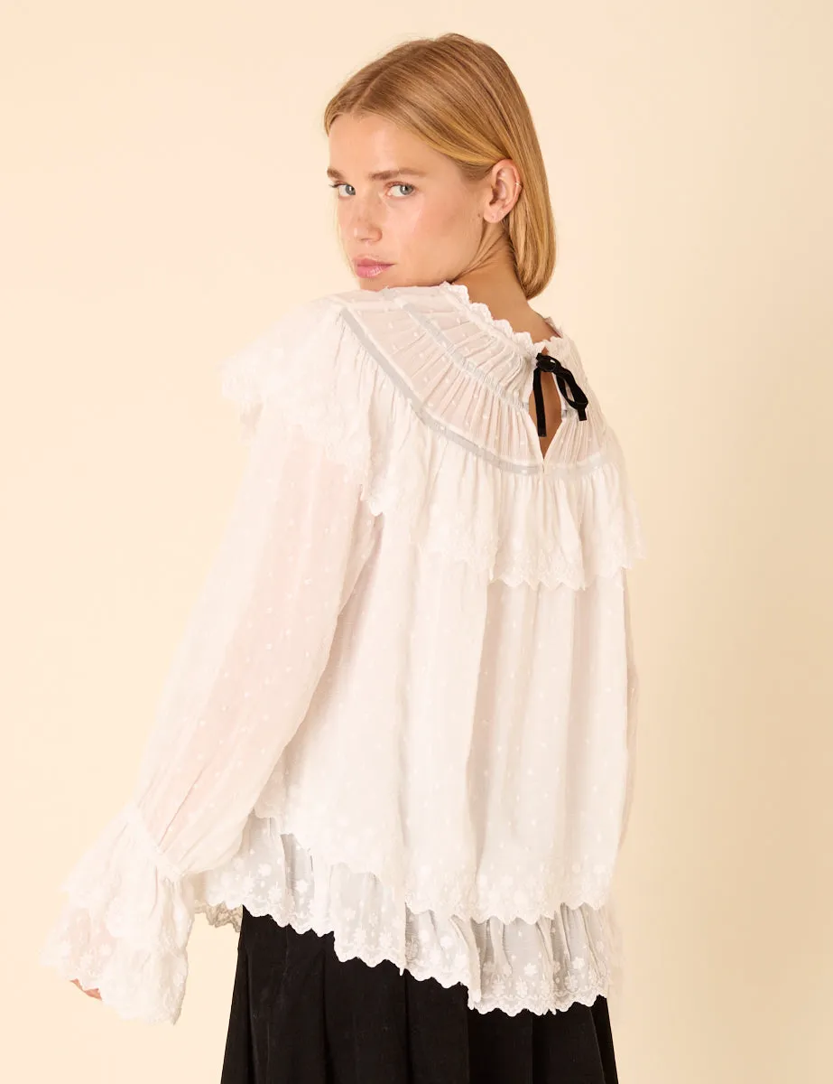 White Ruffle Blouse sold by Nobody's Child product image thumbnail 5