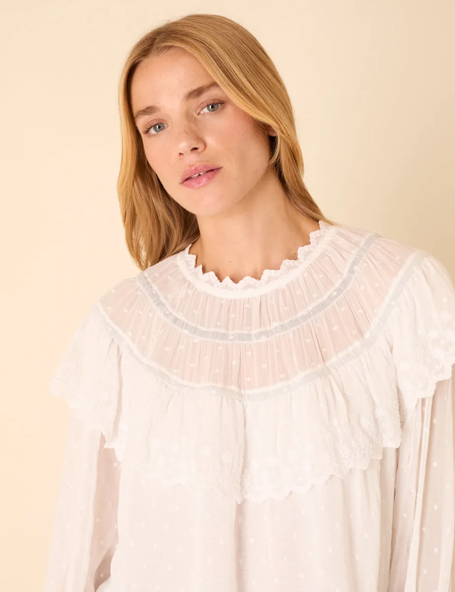 White Ruffle Blouse sold by Nobody's Child product image thumbnail 2