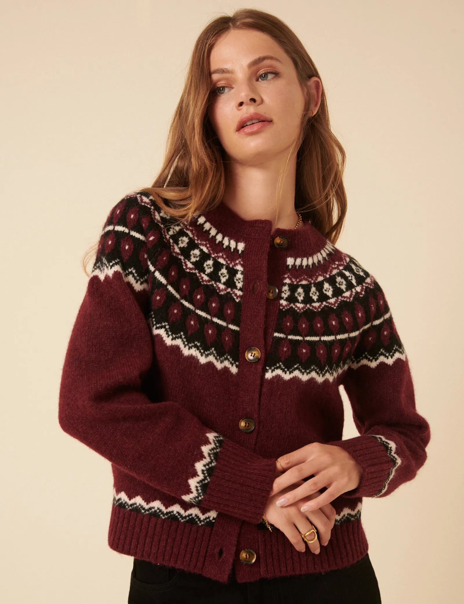 Burgundy Fair Isle Jumper sold by Nobody's Child product image thumbnail 2