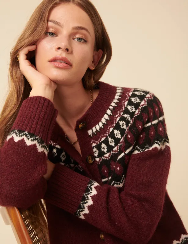 Burgundy Fair Isle Jumper sold by Nobody's Child