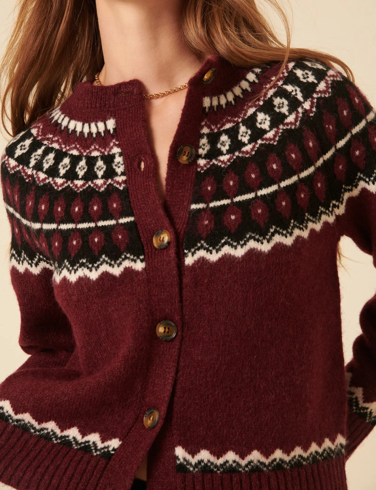 Burgundy Fair Isle Jumper sold by Nobody's Child product image thumbnail 3