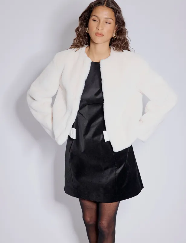 White Faux Fur Cropped Jacket sold by Nobody's Child