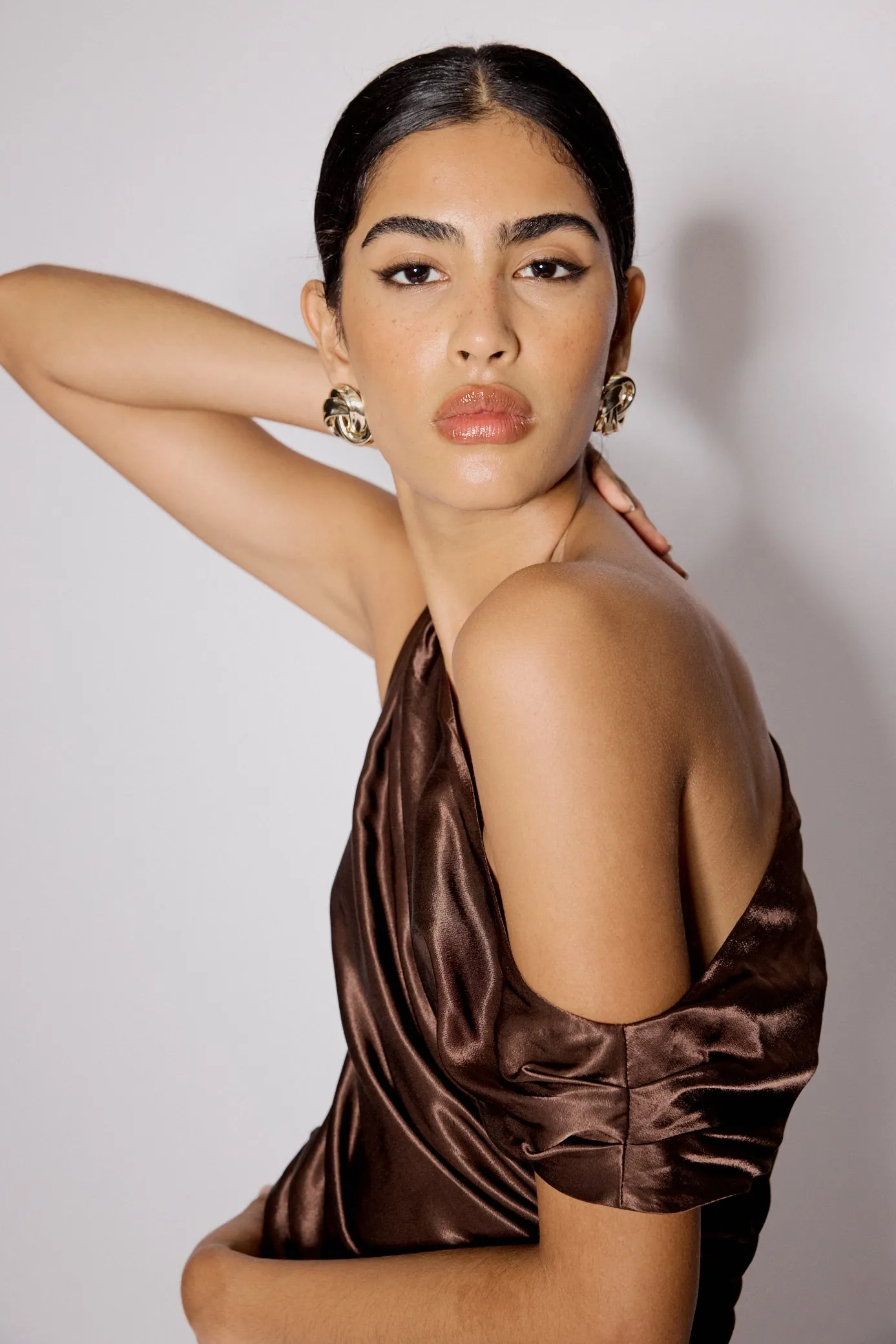 Brown Satin Asymmetric Top sold by Nobody's Child product image thumbnail 2