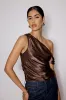 Brown Satin Asymmetric Top sold by Nobody's Child