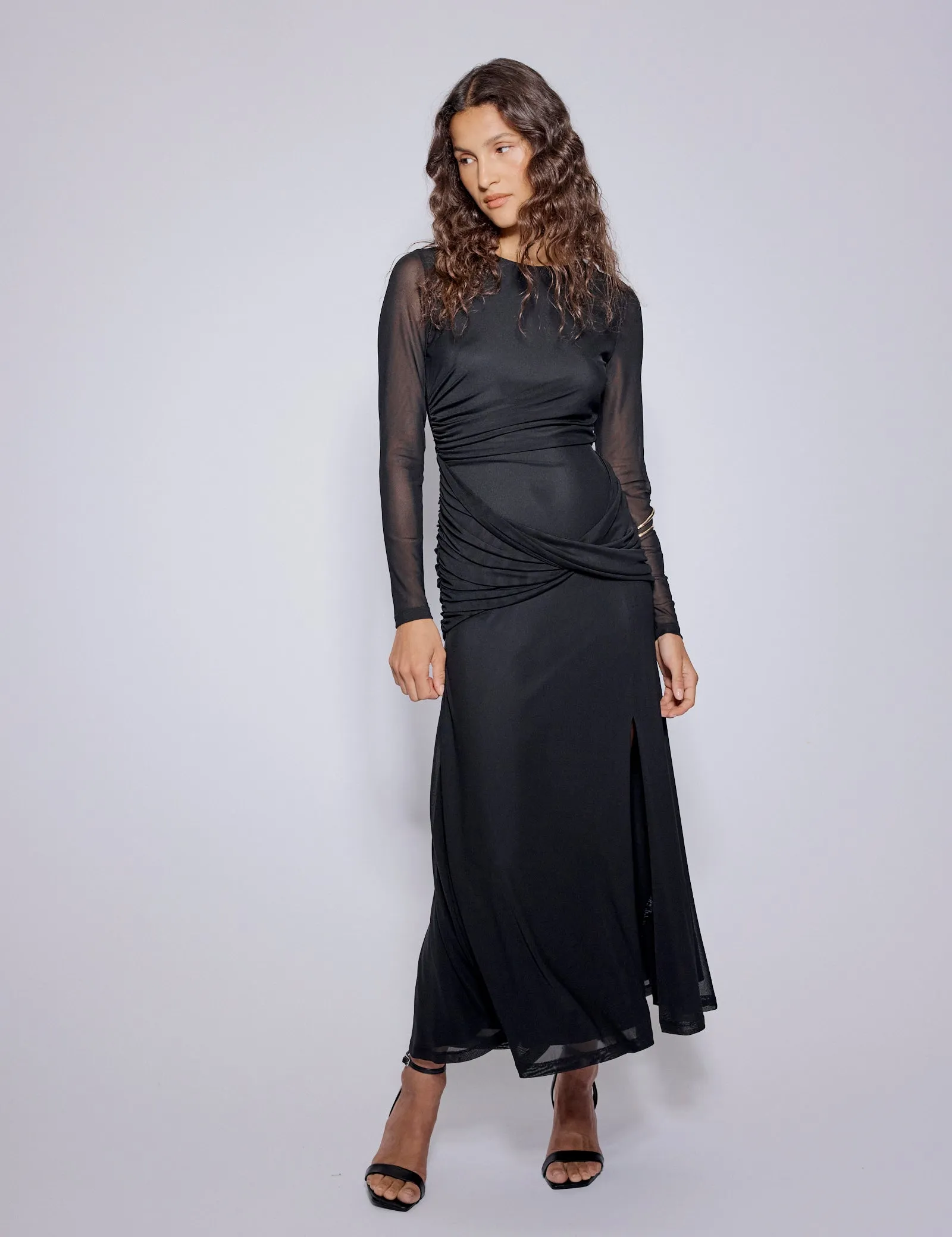 Petite Black Mesh Tammy Midi Dress sold by Nobody's Child product image thumbnail 4