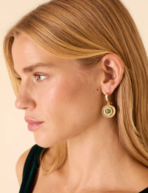 Gold Plated Drop Coin Hoops sold by Nobody's Child