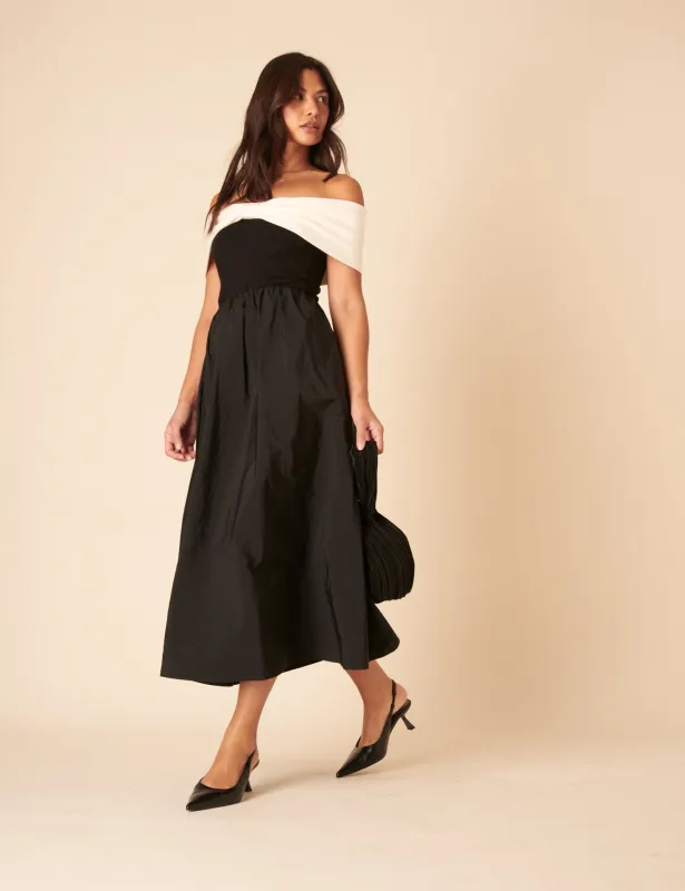 Black A-line Midi Skirt sold by Nobody's Child