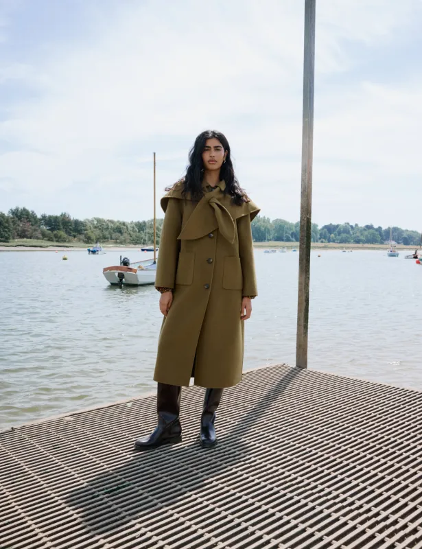 Green Wool-blend Scarf Shawl Coat sold by Nobody's Child