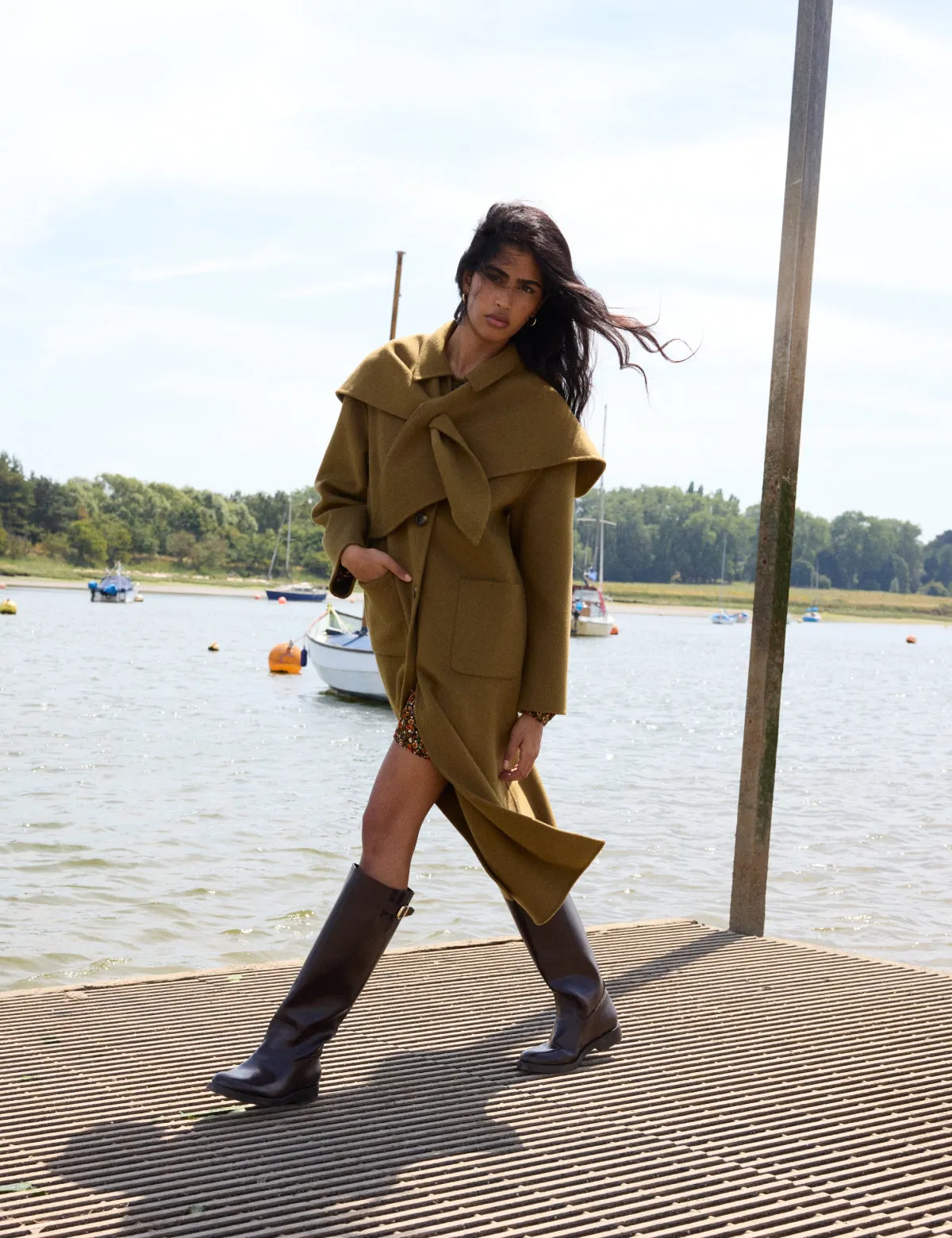 Green Wool-Rich Scarf Shawl Coat sold by Nobody's Child product image thumbnail 3