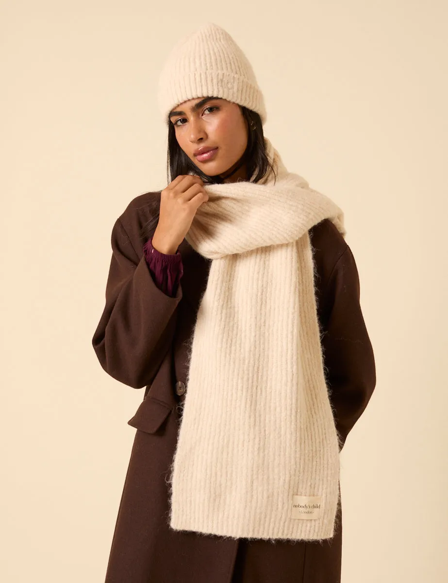 Cream Ribbed Scarf sold by Nobody's Child product image thumbnail 4
