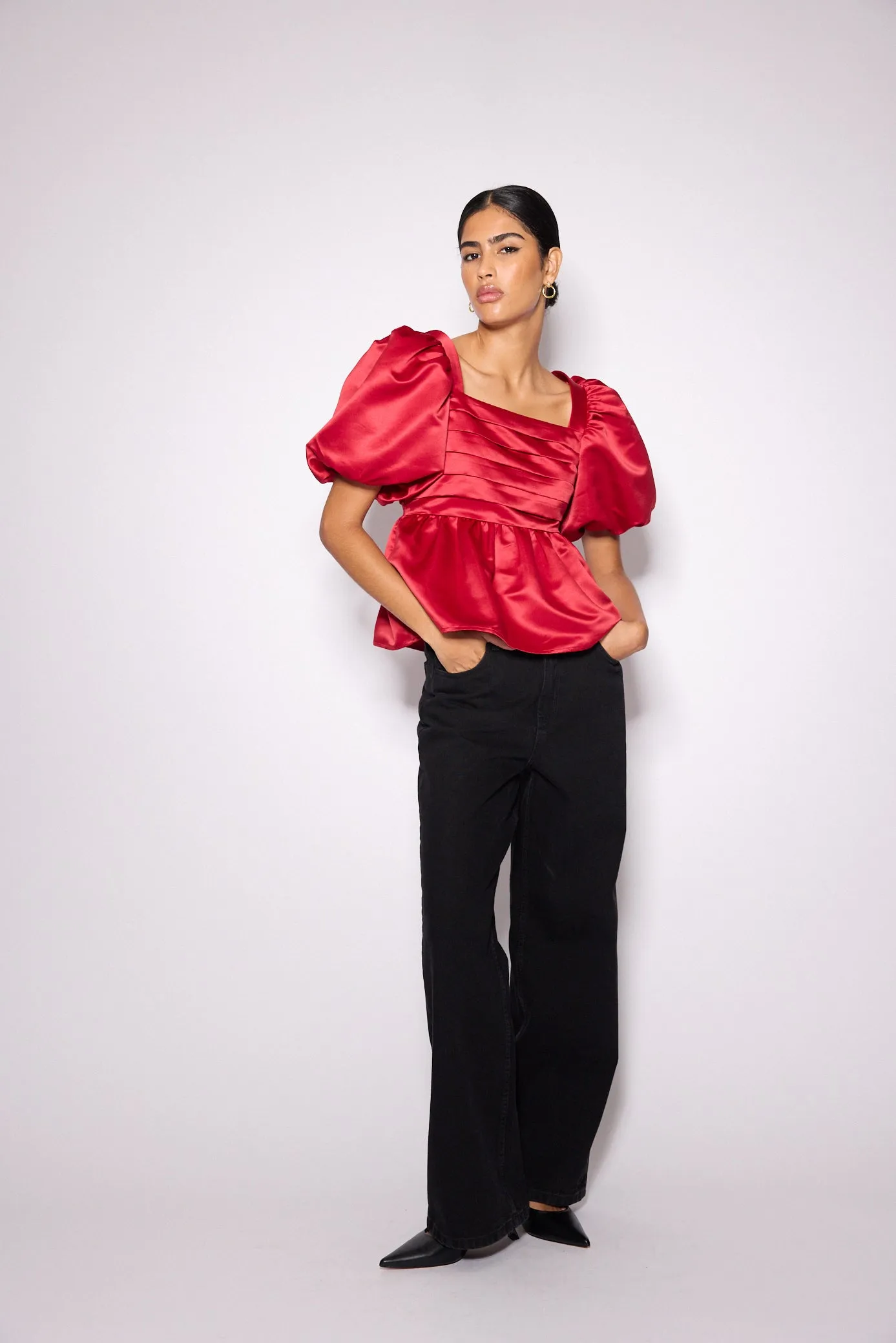 Red Satin Nova Top sold by Nobody's Child product image thumbnail 2