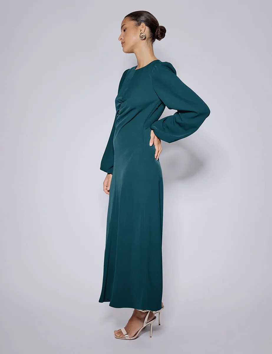 Turquoise Green Balloon Sleeve Blair Midi Dress sold by Nobody's Child product image thumbnail 3