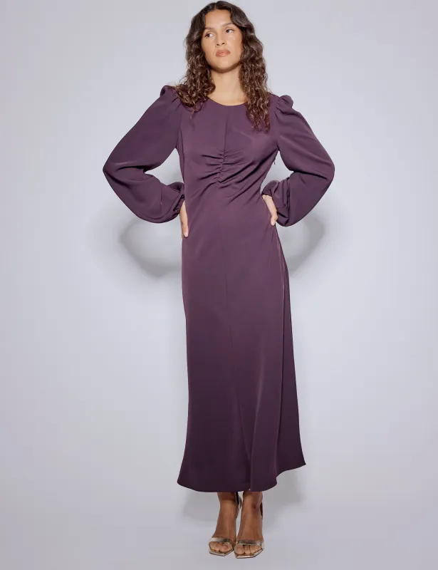 Purple Balloon Sleeve Blair Midi Dress sold by Nobody's Child