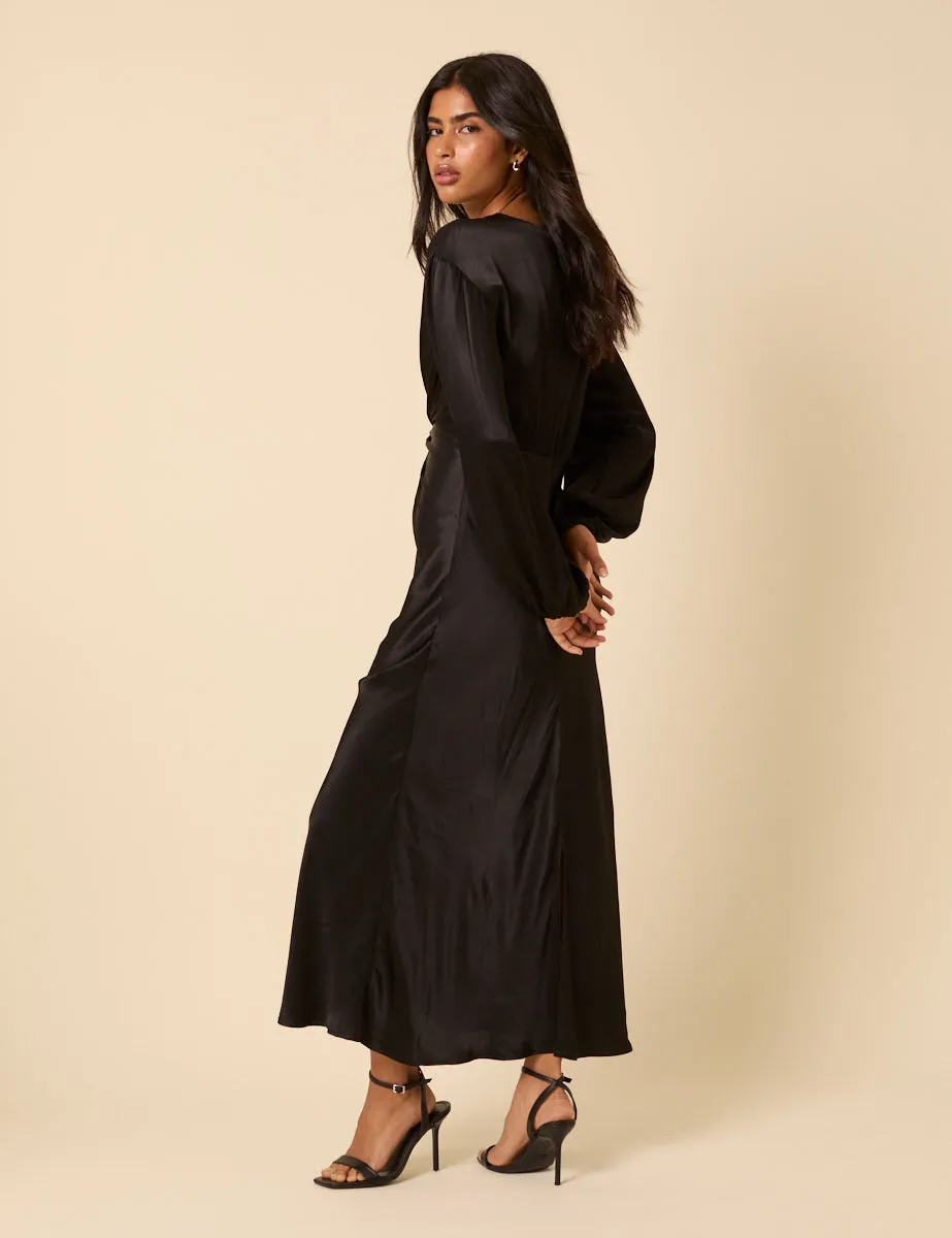 Black Balloon Sleeve Adina Midi Dress sold by Nobody's Child product image thumbnail 5