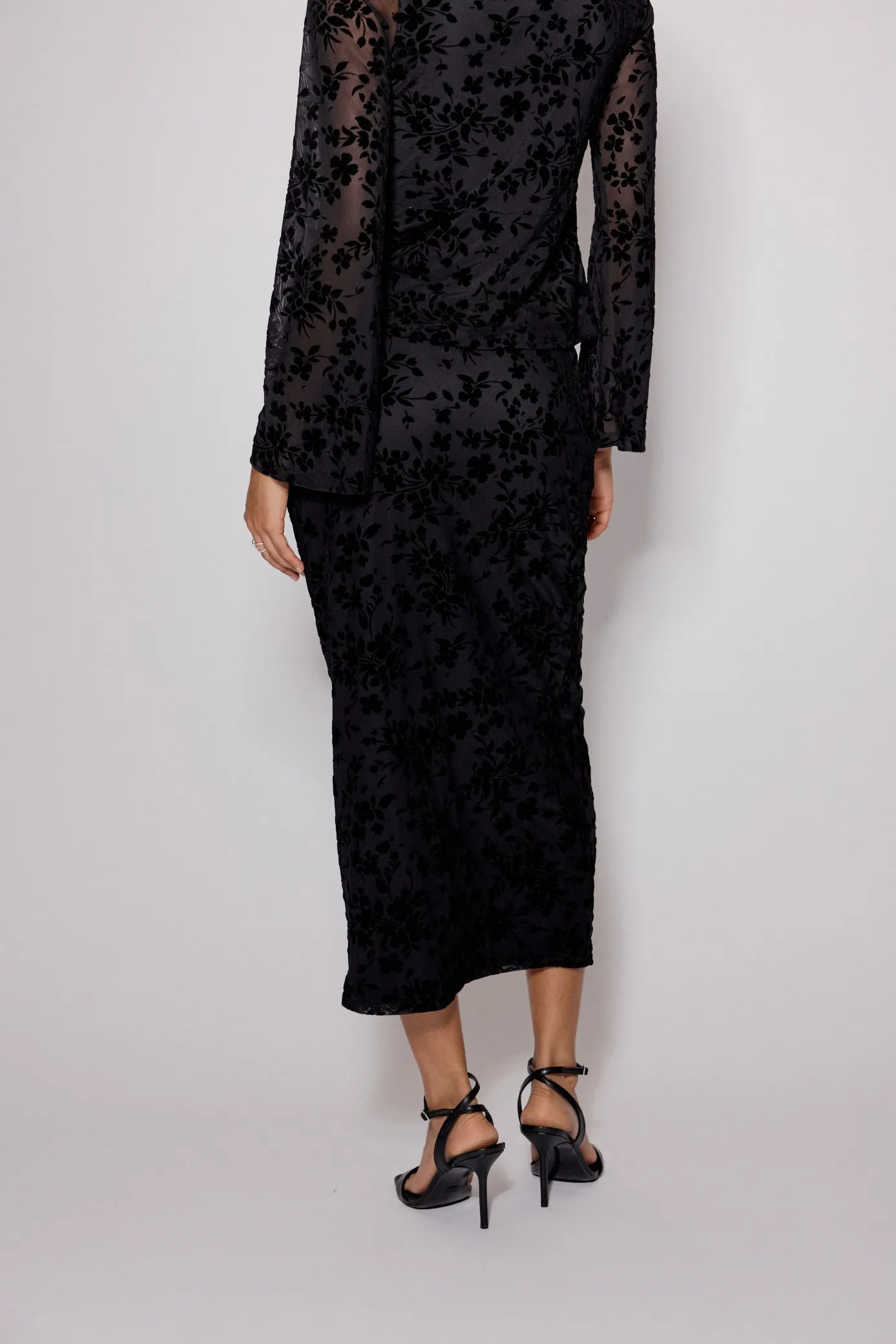 Black Floral Jacquard Maxi Skirt sold by Nobody's Child product image thumbnail 5