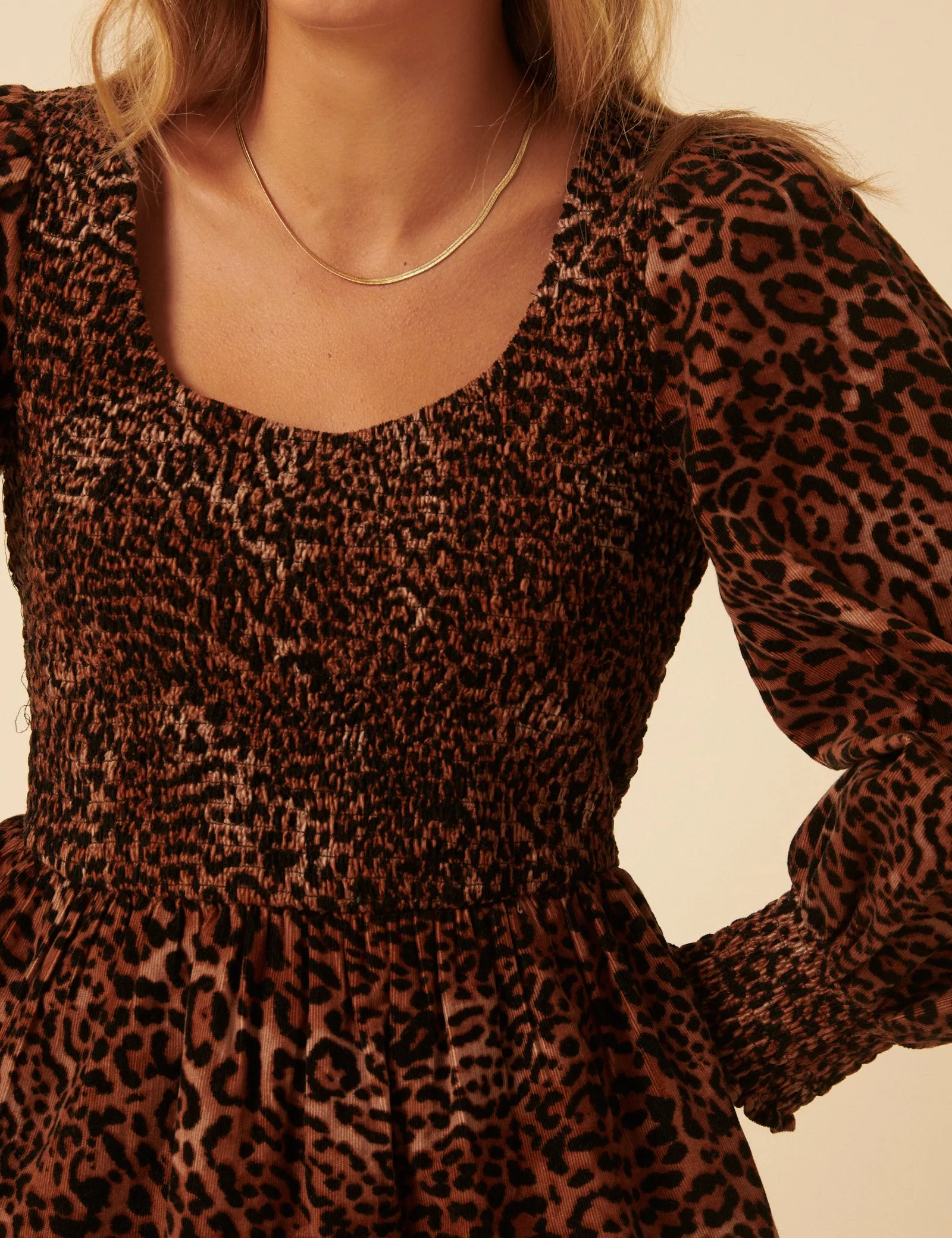 Leopard Print Shirred Balloon Sleeve Top sold by Nobody's Child product image thumbnail 4