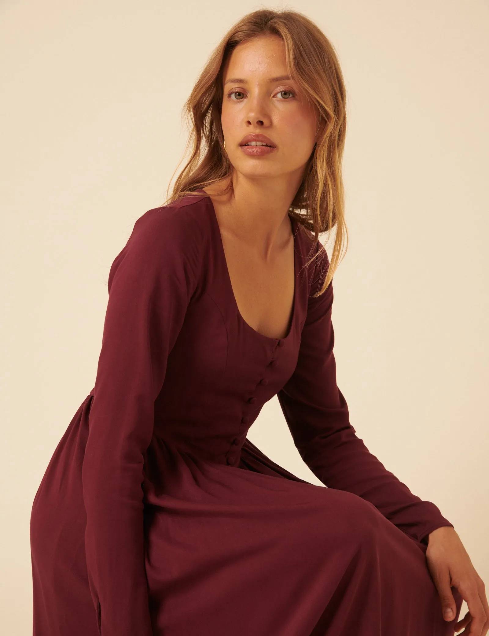 Red Long Sleeve Cora Midi Dress sold by Nobody's Child product image thumbnail 4