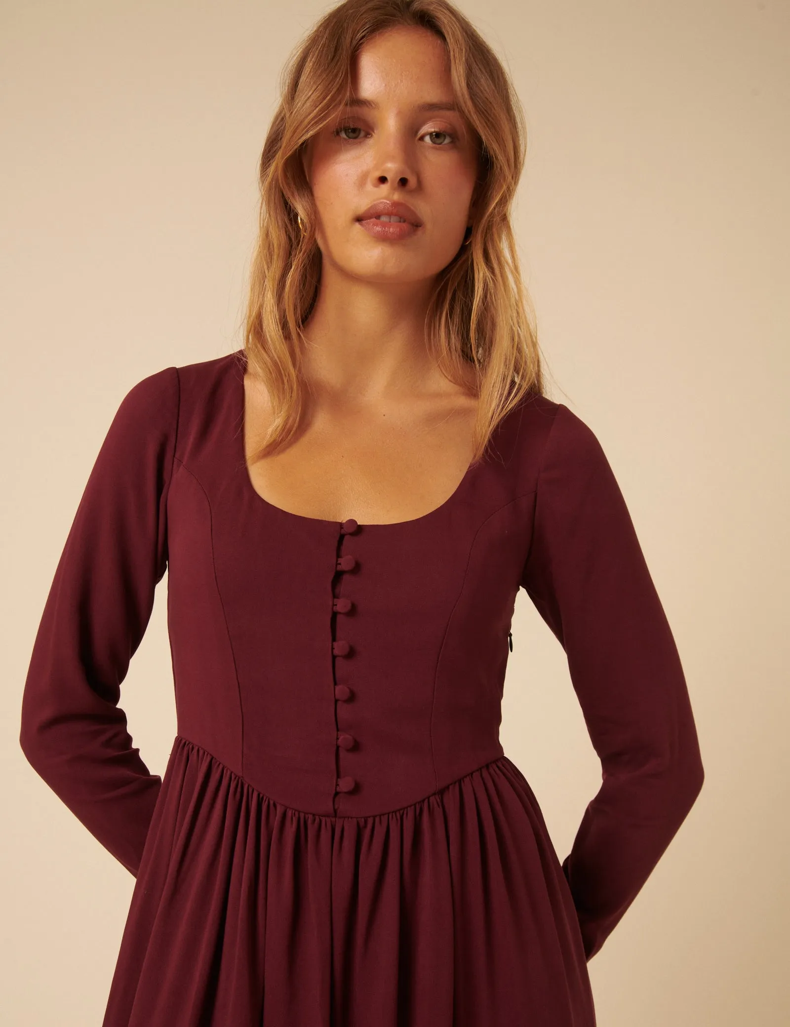 Red Long Sleeve Cora Midi Dress sold by Nobody's Child product image thumbnail 2
