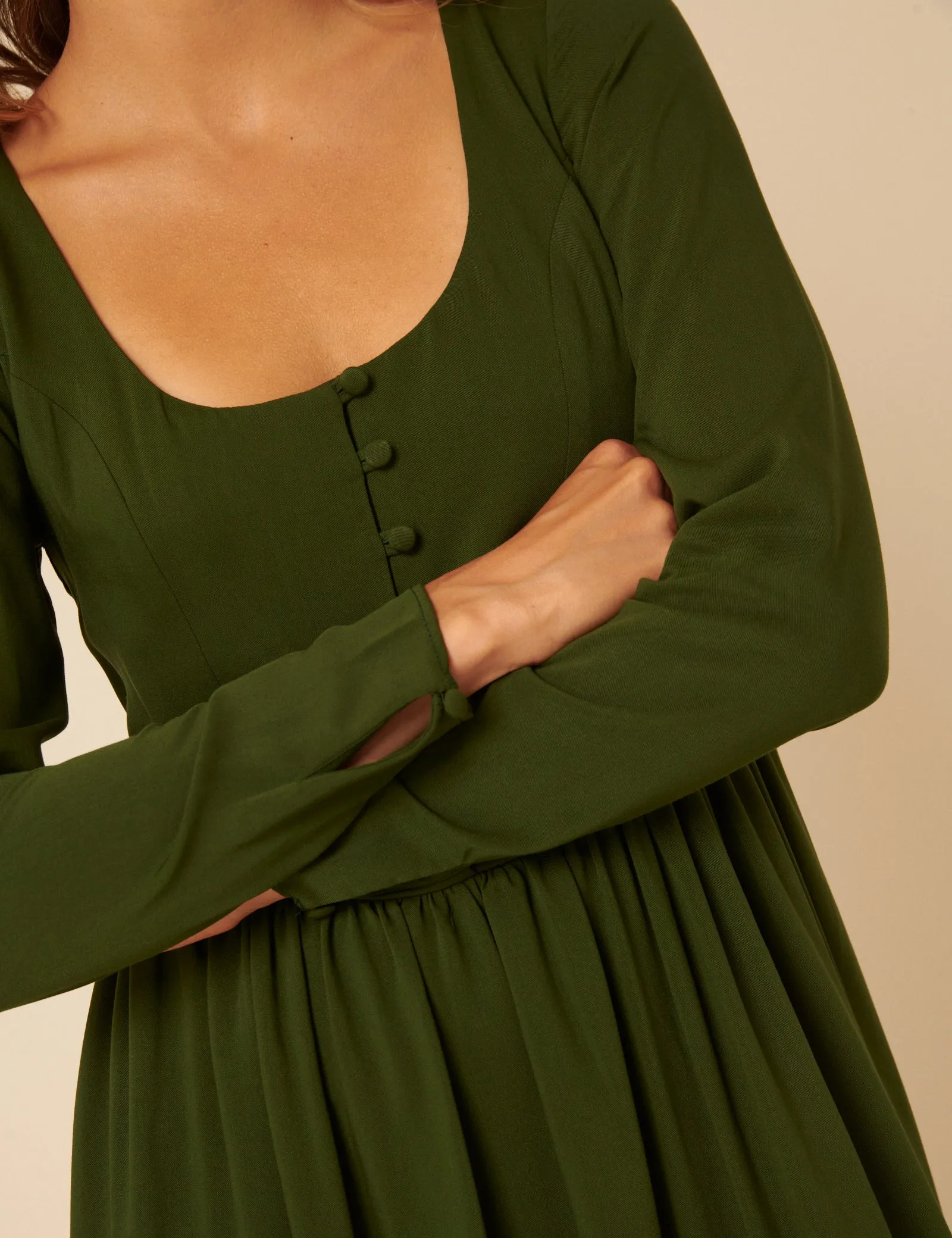 Green Long Sleeve Cora Midi Dress sold by Nobody's Child product image thumbnail 5