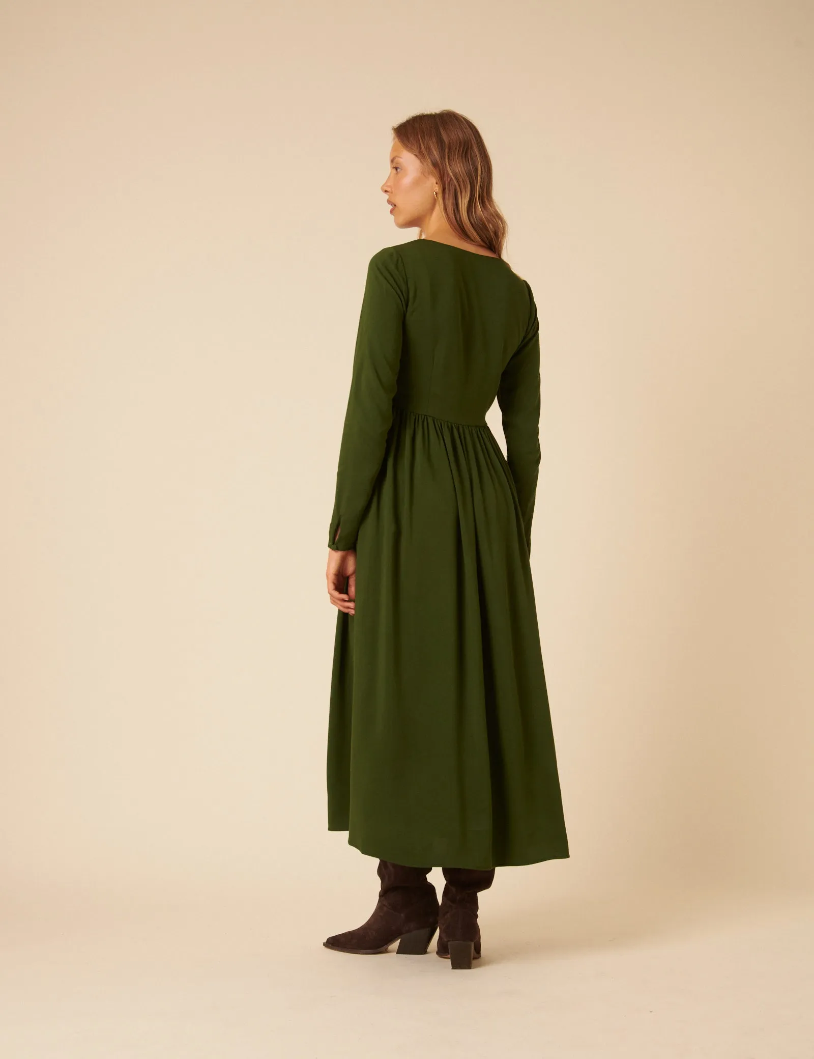 Green Long Sleeve Cora Midi Dress sold by Nobody's Child product image thumbnail 4