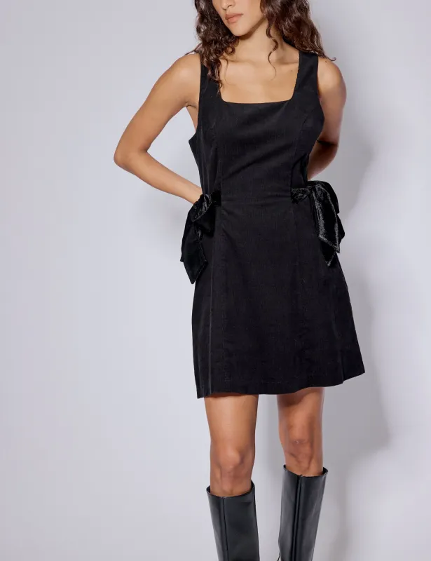 Black Cord Side Bow Hayley Mini Dress sold by Nobody's Child