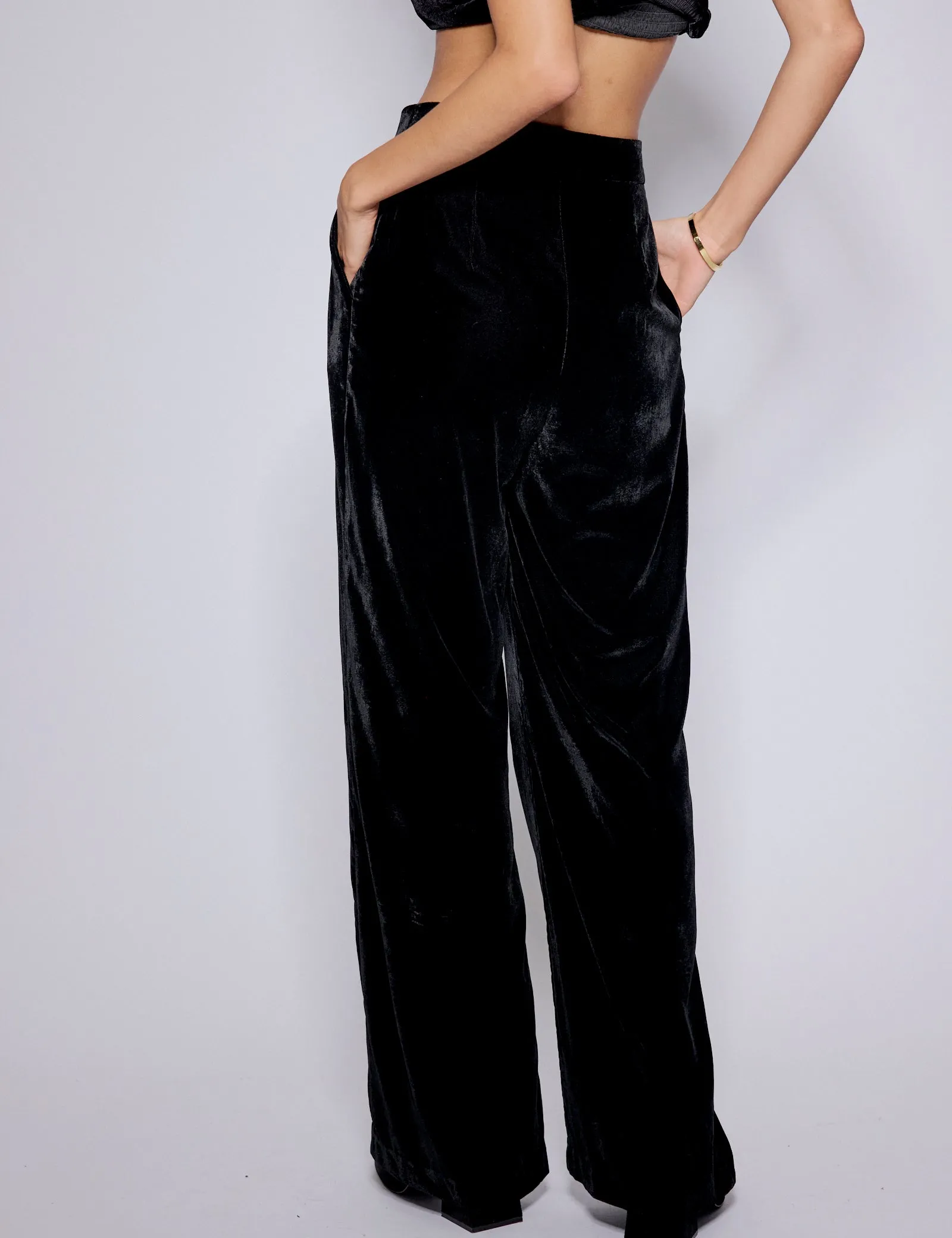Black Velvet Straight Leg Trousers sold by Nobody's Child product image thumbnail 5