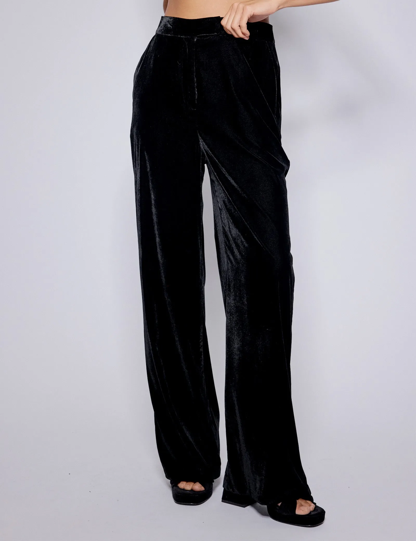 Black Velvet Straight Leg Trousers sold by Nobody's Child product image thumbnail 2