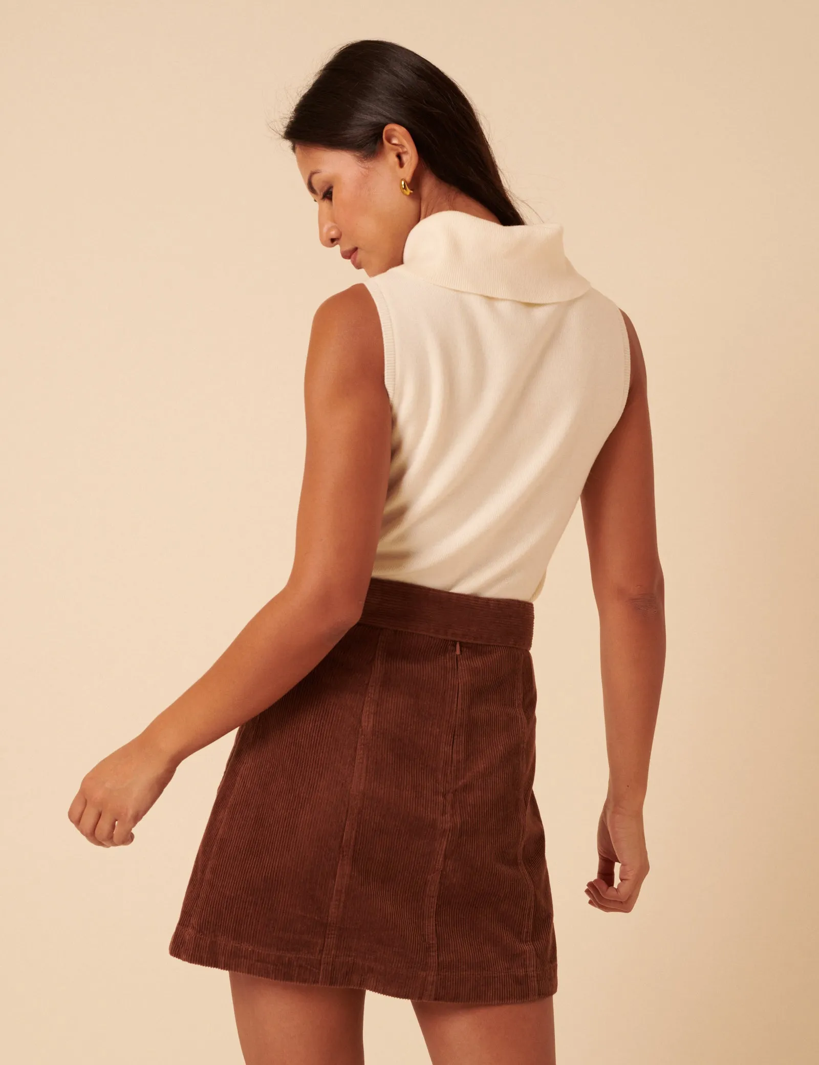 Brown Cord Tie Waist Mini Skirt sold by Nobody's Child product image thumbnail 5