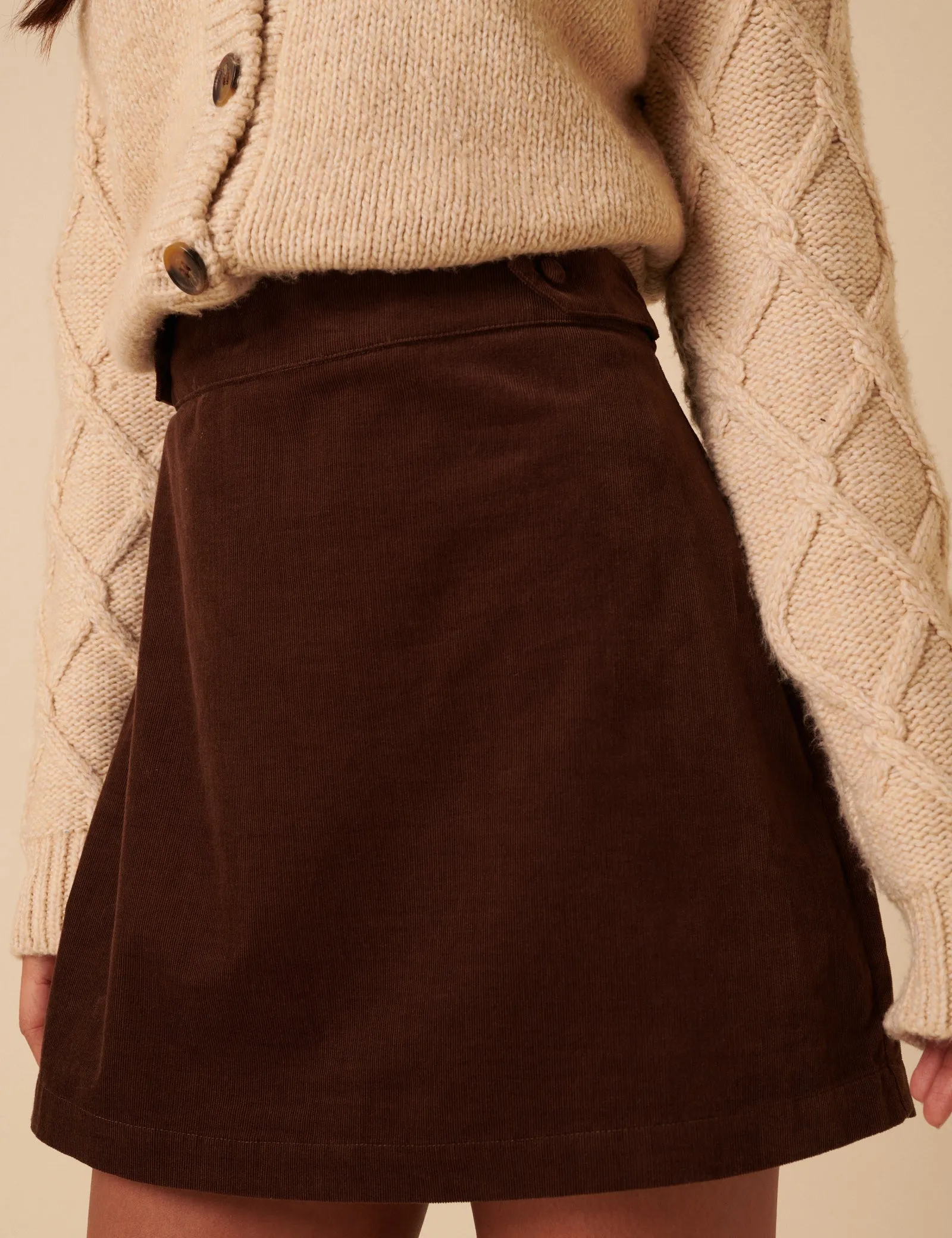 Brown Cord A-line Mini Skirt sold by Nobody's Child product image thumbnail 3