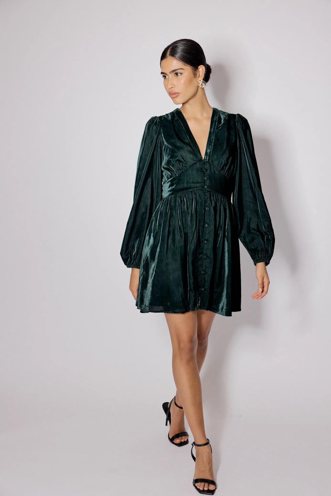 Green Velvet Starlight Mini Dress sold by Nobody's Child product image thumbnail 4