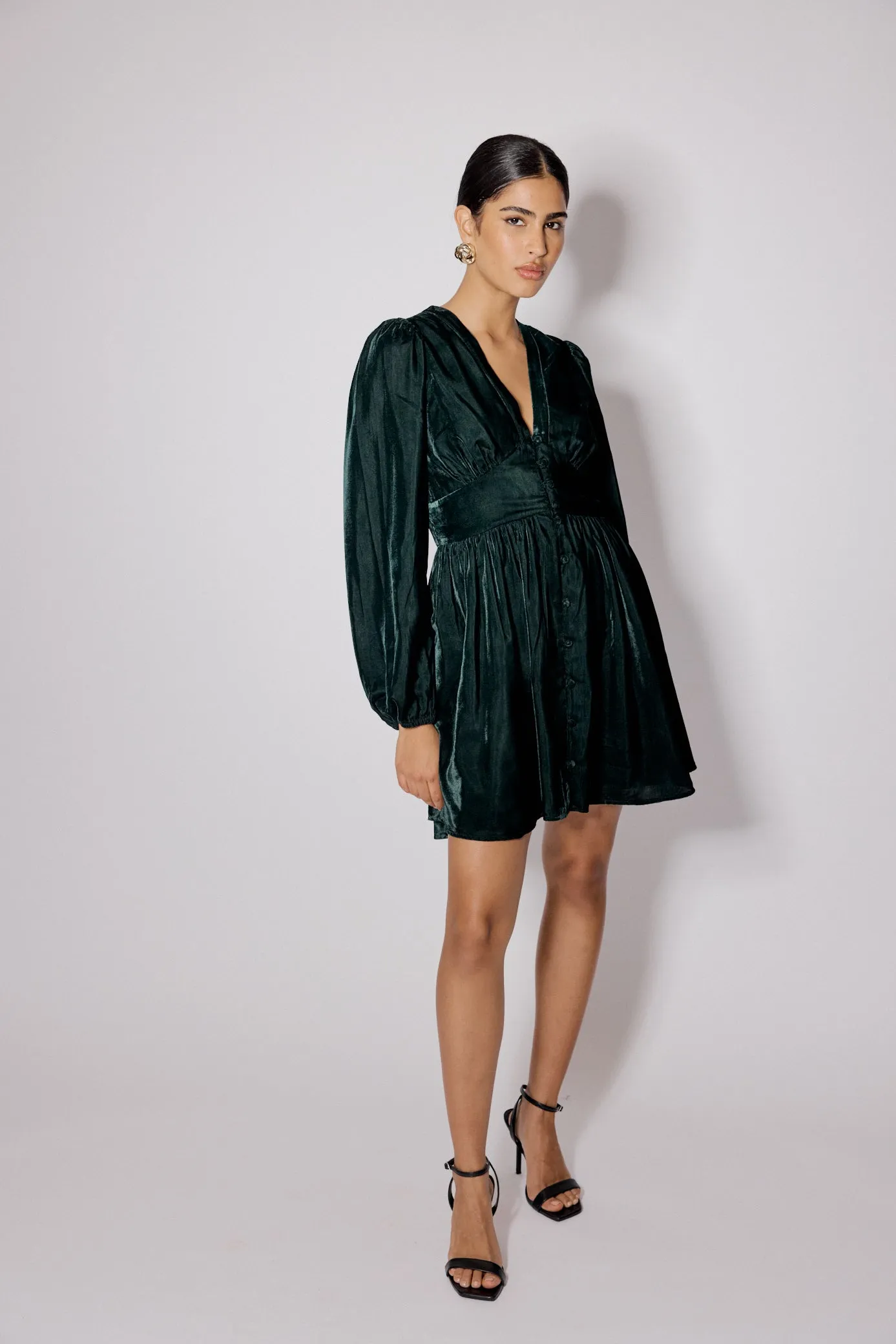 Green Velvet Starlight Mini Dress sold by Nobody's Child