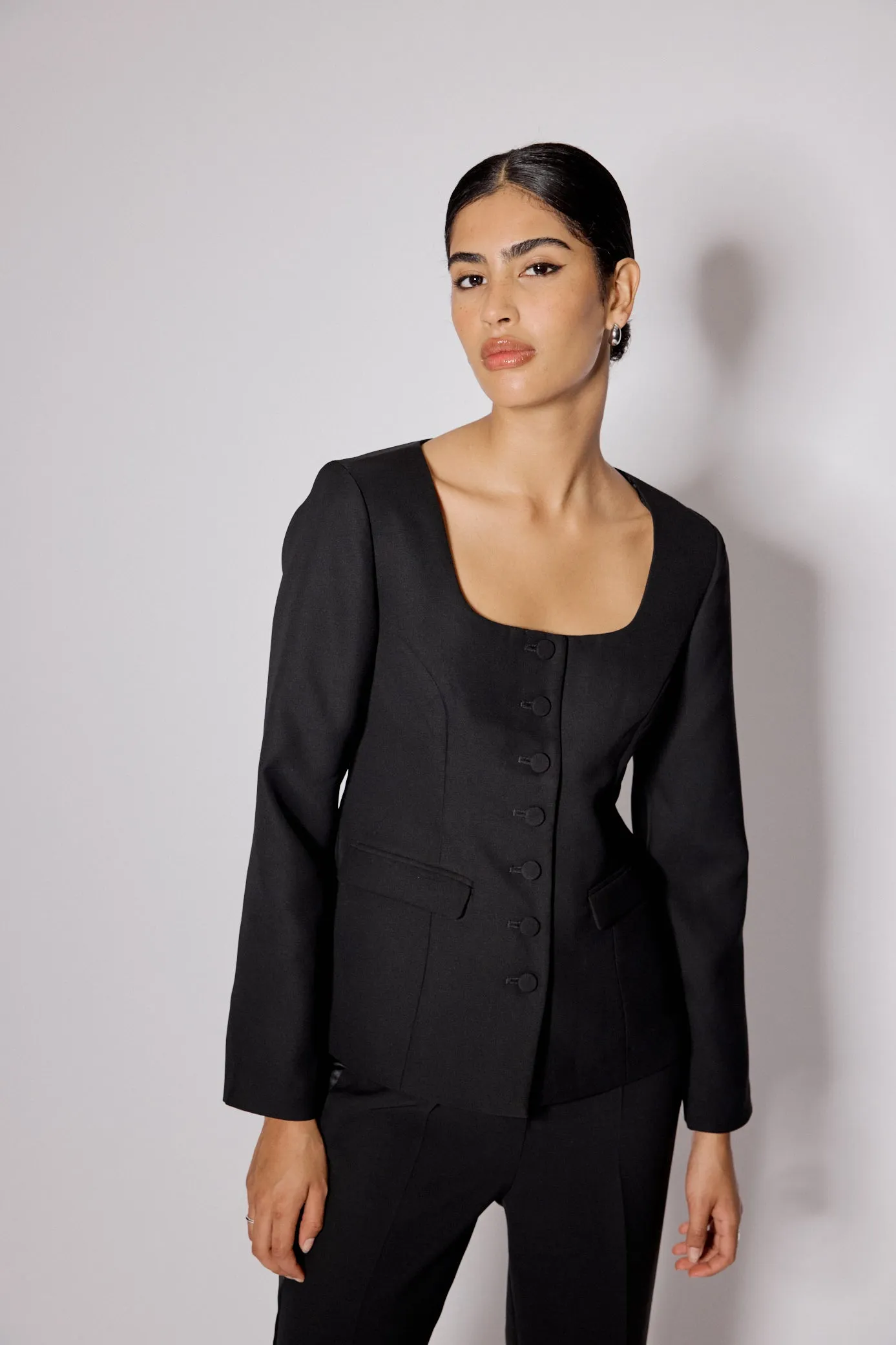 Black Square Neck Tailored Top sold by Nobody's Child product image thumbnail 2