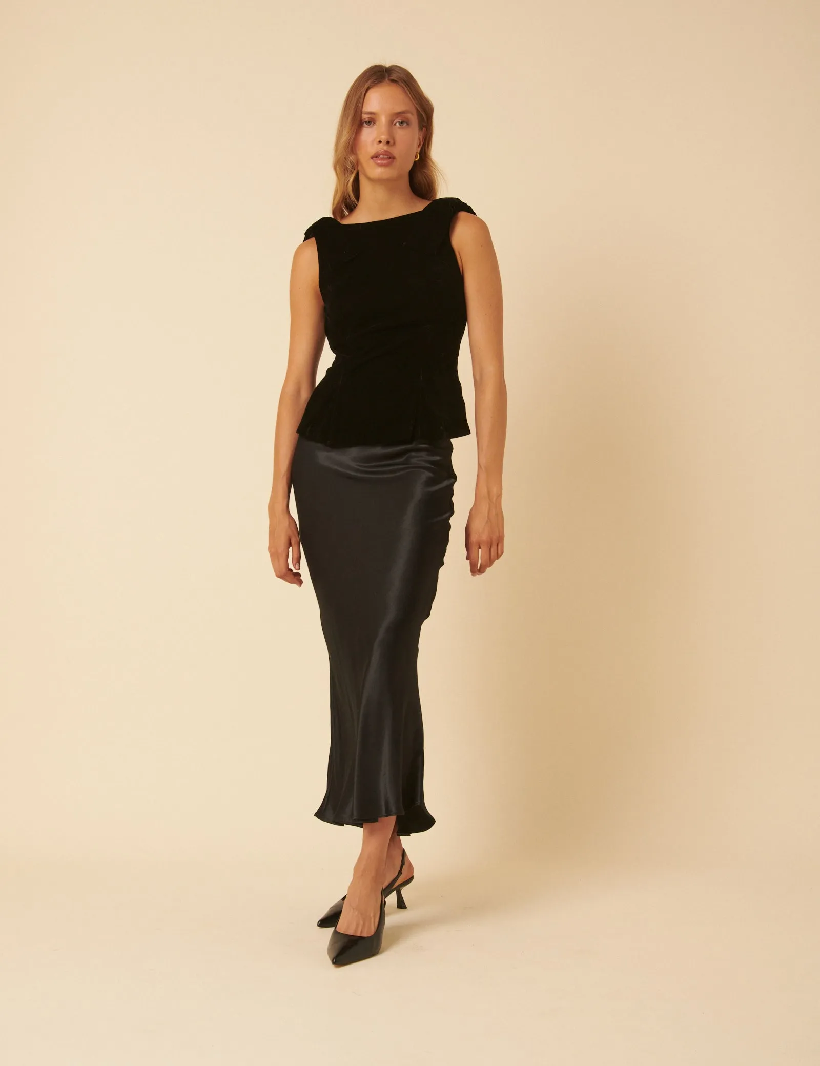 Black Velvet Peplum Bow Top sold by Nobody's Child product image thumbnail 3